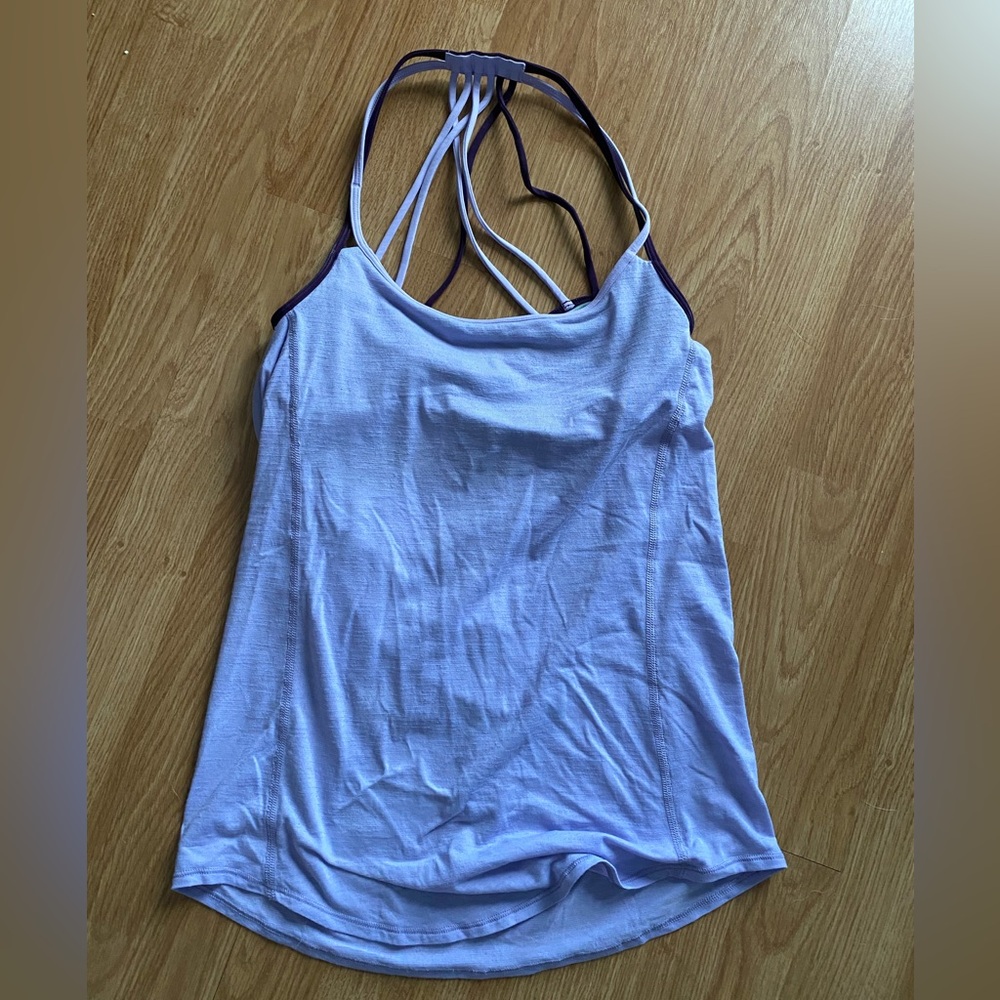 lululemon athletica Lavender Strappy Tank with Dark Purple Trim